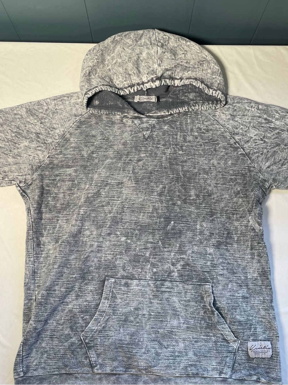 Kinetix Mens Casual Luxury Short Sleeve Lightweight Pullover Hoodie Gray Large